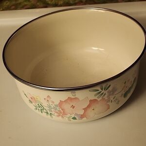 Floral Enamel Bowl - Cream with Pastel Flowers